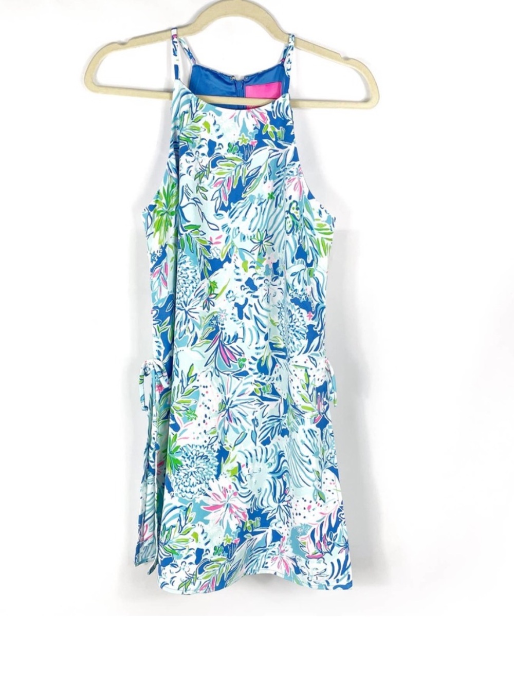 NEW Lilly Pulitzer Pearl Romper Coastal Blue Lion Around Halter Dress Sz 4 - Picture 3 of 9